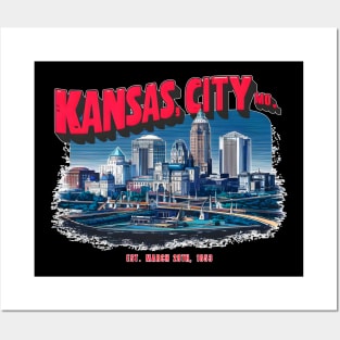Kansas city Missouri Souvenir Vintage Nostalgic Cityscape tee Posters and Art